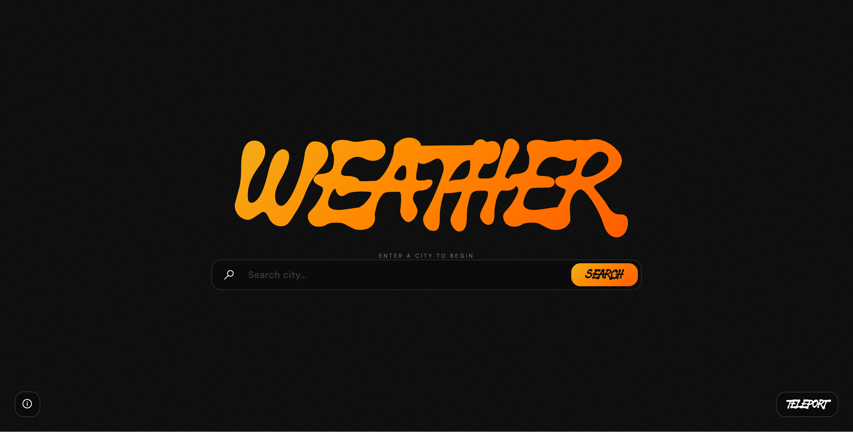 Screenshot of the weather app's front page